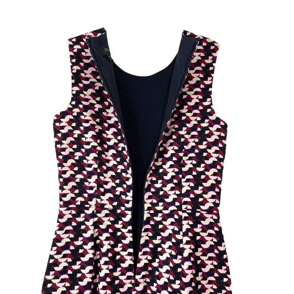 J. Crew sleeveless geometric printed sheath midi dress Sz 4T Tall - Picture 6 of 7